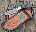 Cowboy Bull Cutter Knives – 4.5" Damascus Steel Blade with Sheep Horn Handle