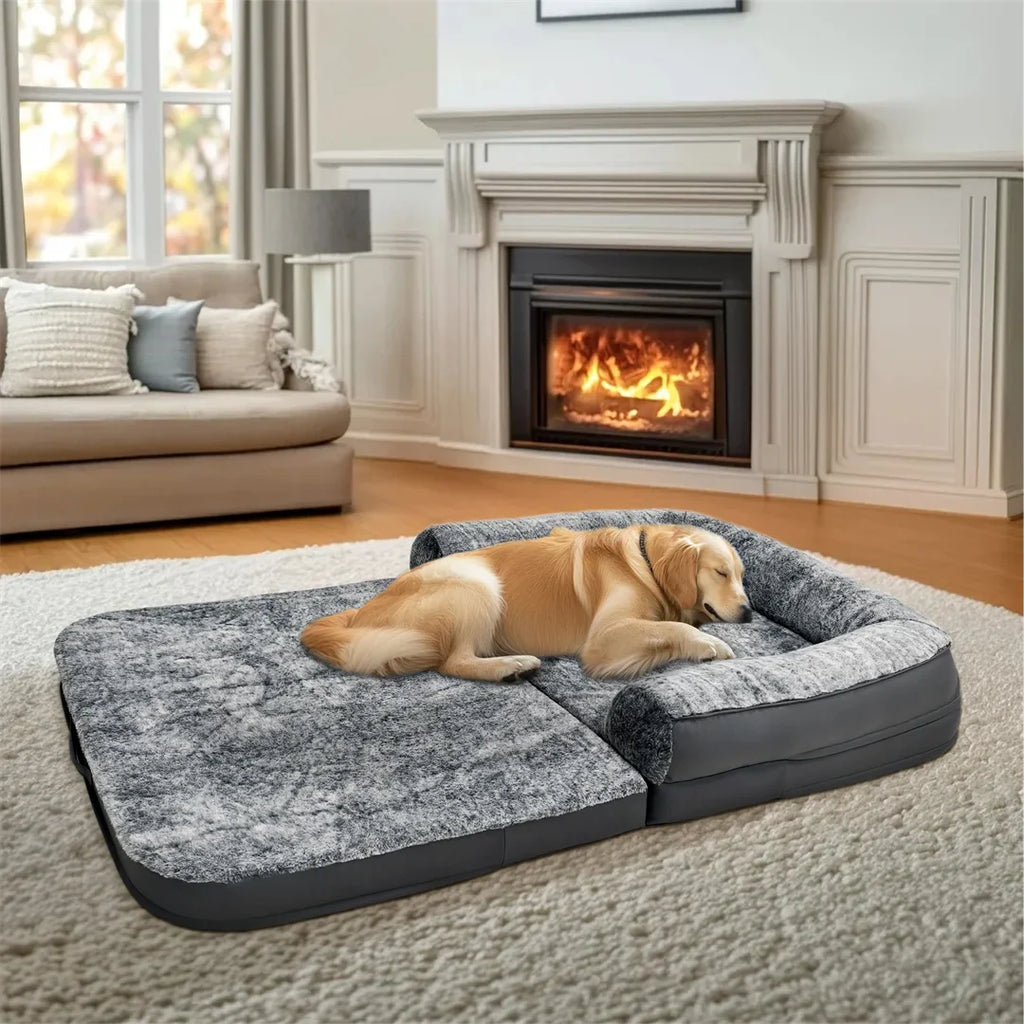 180cm Long Human-Size Giant Dog Bed Foldable Calming Pet Dog Bed Plush Cover Orthopedic